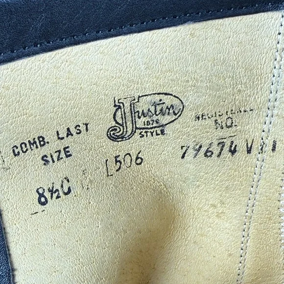 Justin Boots Black Lace Up Kiltie western cowboy boots women size 8.5 - Picture 7 of 8